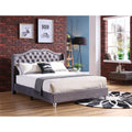 Roomfitters Upholstered Platform Bed Frame With Wingback Nailhead Trim Headboard And Decorative Legs