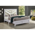 Roomfitters Upholstered Platform Bed With Chevron Pattern Lighted Headboard No Box Spring Needed Sparkling White