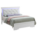 Roomfitters Upholstered Platform Bed With Led Button Detailed Headboard No Box Spring Needed