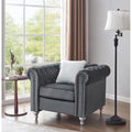 Roomfitters Velvet Chesterfield Armchair Jeweled Tufted Accent Seat Padded Club Chair Silver Bun Feet