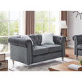 Roomfitters Velvet Chesterfield Loveseat Jeweled Tufted 2 Seater Sofa Modern Padded Club Couch Silver Bun Feet