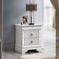 Roomfitters Verona 2 Drawer Nightstand Pearl White Embossed X Design Fully Assembled Glam Modern End Table