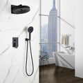 Roomfitters Wall Mounted 2 Function Rainfall Shower System With Handheld Spray And Pressure Balance Valve Set Matte Black