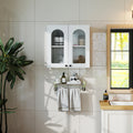 Roomfitters Wall Mounted Bathroom Storage Cabinet With Arched Fluted Glass Door Modern White Floating Medicine Hutch White