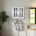 Roomfitters Wall Mounted Bathroom Storage Cabinet With Arched Windowpane Glass Door Modern White Floating Medicine Hutch White
