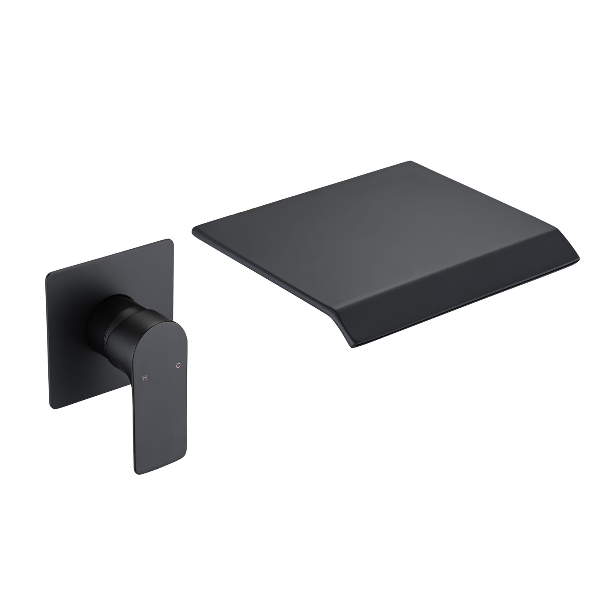 Roomfitters Waterfall Bathtub Faucet Wall Mounted Single Handle Bathroom Tub Filler With Shelf Spout
