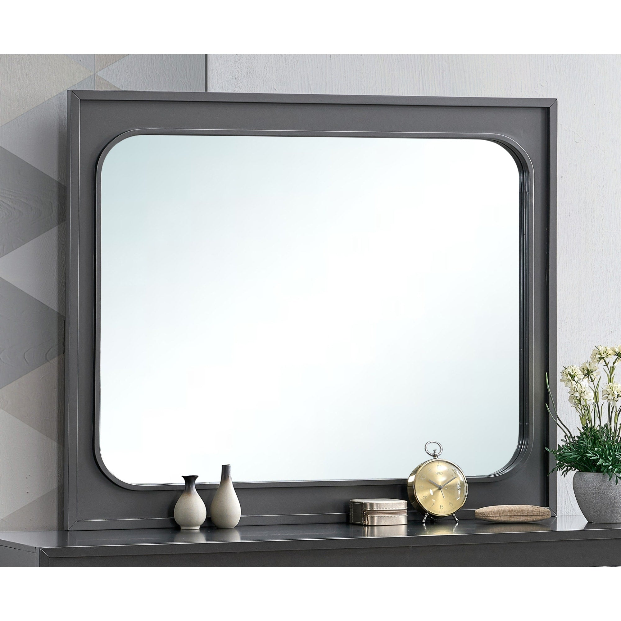 Roomfitters Wave Modern Dresser Mirror Rounded Bezel Design Architectural High Clarity Bedroom Vanity Mirror