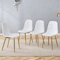 Roomfitters White Linen Dining Chairs With Metal Leg High Resilience Upholstered Seating Set Of 4 Minimalist Chairs