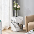 Roomfitters White Marble Textured Mdf Coffee Table Compact Side Table And Display Stand Square Pedestal Room Furniture