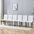 Roomfitters White Pu Leather Dining Chairs Black Metal Leg Ergonomic Upholstered Side Chairs Home Office Seating