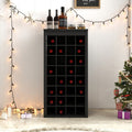 Roomfitters Wine Bar Cabinet With 32 Bottle Slots Wooden Liquor Storage Holder Open Cube Organizer Credenza Black