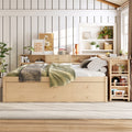Roomfitters Wood Daybed Trundle L Shaped Desk 3 Storage Units Loft Style Bed Frame With Bookcase Shelves
