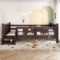 Roomfitters Wood Floor Bed Storage Bookcase 2 Step Safety Stairs Kids Platform Bed With Guardrails
