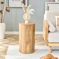 Roomfitters Wood Grain Cylindrical Coffee Table 21.6 Height Natural Wood Tone Mdf Side Table Minimalist Side Furniture