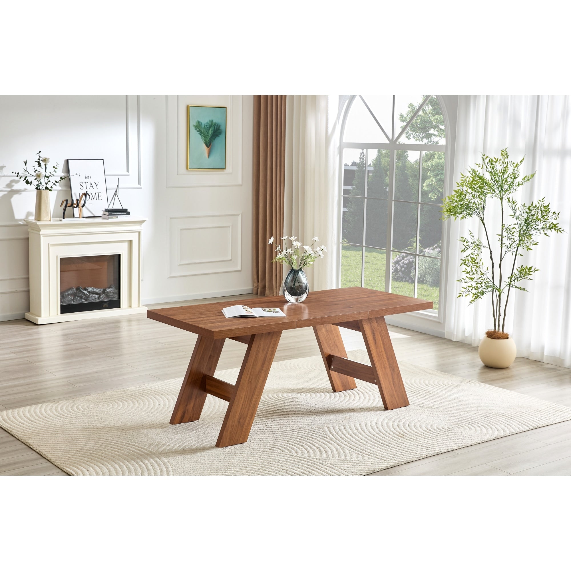 Roomfitters Wood Grain Mdf Dining Table Outward Sloping V Leg Rectangular Kitchen Table Conference Table