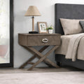 Roomfitters Xavier 1 Drawer Nightstand Gray Modern X Frame Croc Textured Front Contemporary End Table