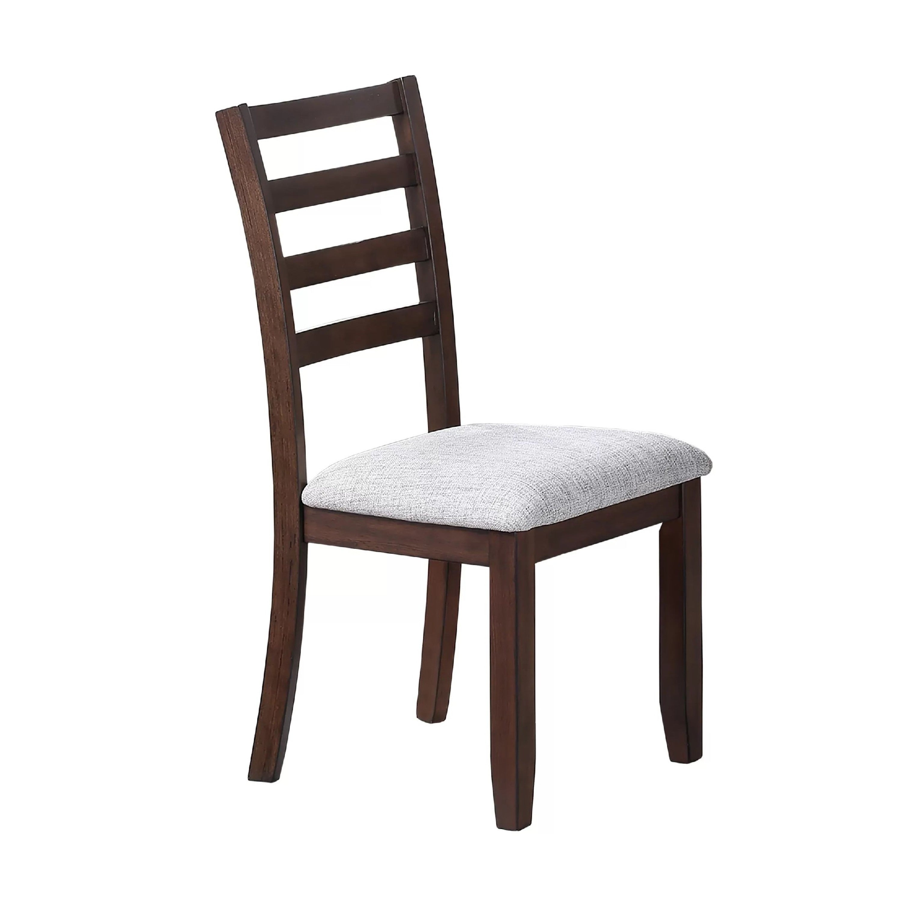 Rosanna Dining Chair Set Of 2 White Fabric Foam Seat Walnut Brown Rubberwood