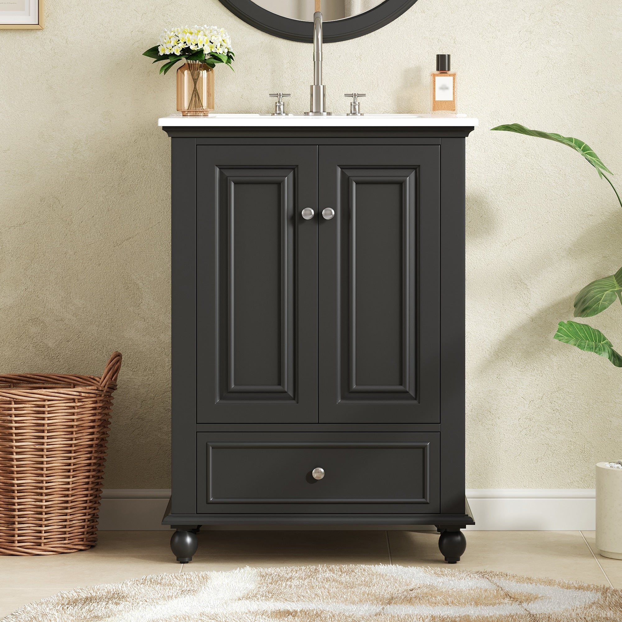 Rosdale Modern French 24 Bathroom Vanity With Adjustable Shelf Drawer Dividers And Soft Close Storage By Gdfstudio