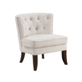 Rose Accent Chair Button Tufted Wingback Beige Polyester Brown Legs