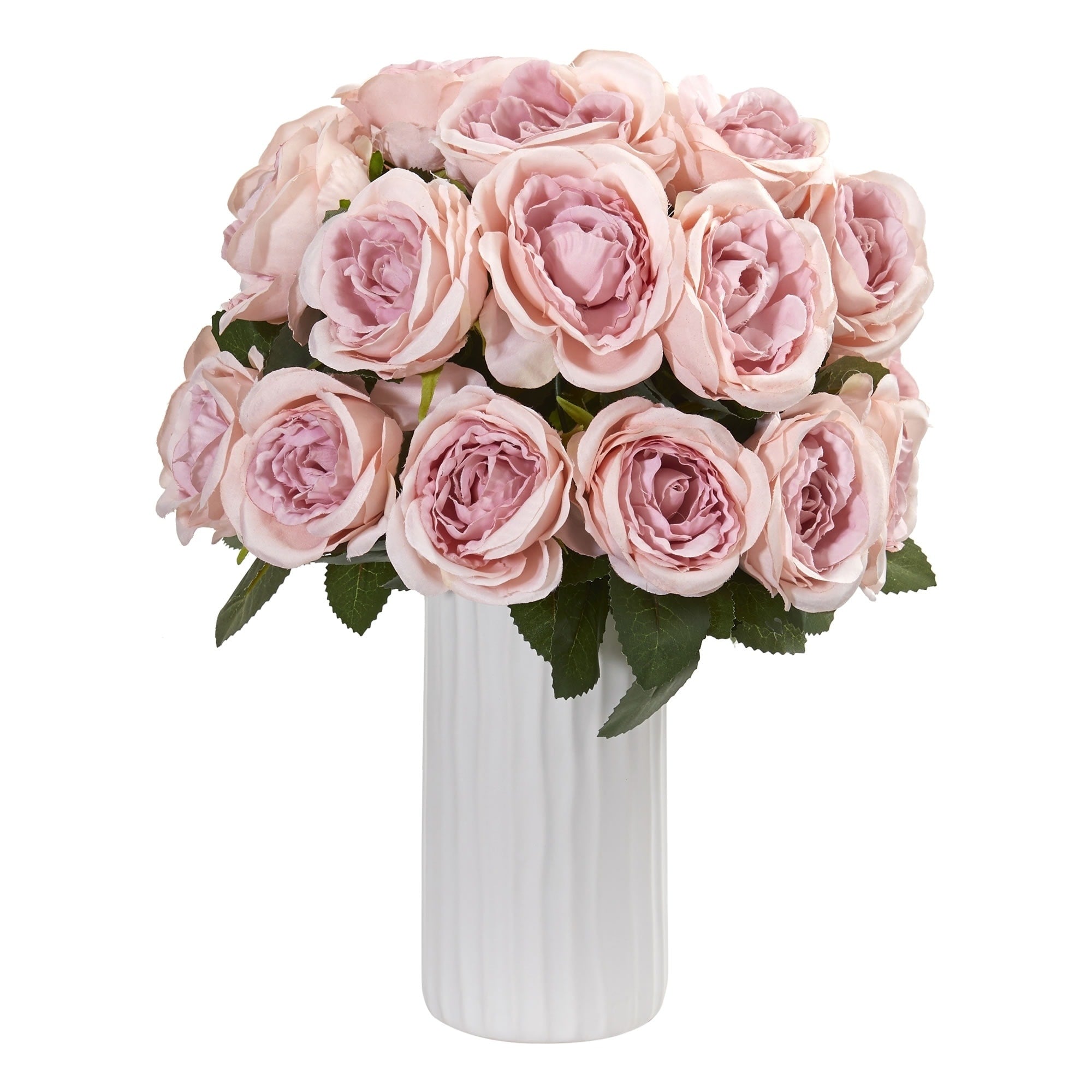 Nearly Natural Rose Artificial Arrangement In White Vase