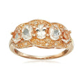 Pinctore Rose Gold Plated Silver Morganite Diamond Ring