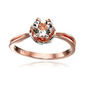 Pinctore Rose Gold Plated Silver Morganite Round Solitaire Engagement Ring