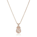 Pinctore Rose Gold Plated Silver Morganite White Topaz Pendant Necklace 18 Peach