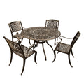 Rose Outdoor Lattice 48 Inch Bronze Round Dining Set With Four Chairs