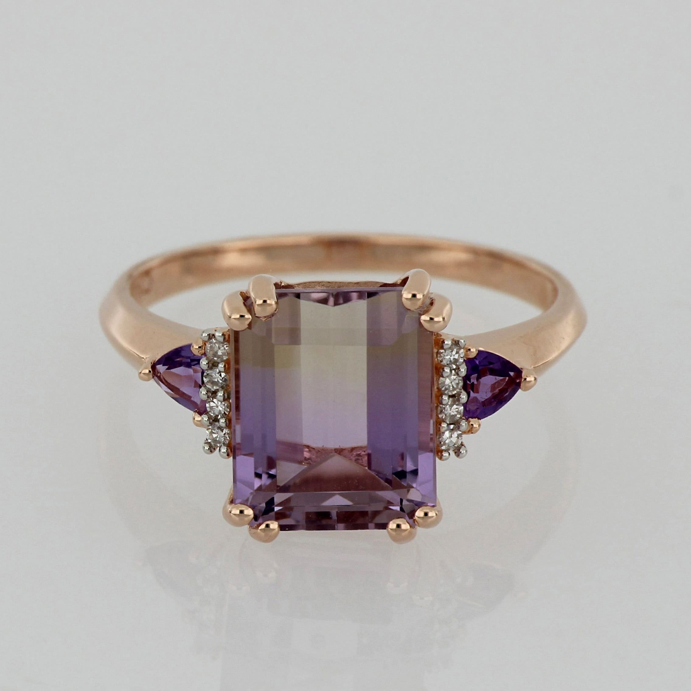 Miadora Rose Plated Sterling Silver 3 1 2Ct Tgw Ametrine Amethyst And Diamond Ring