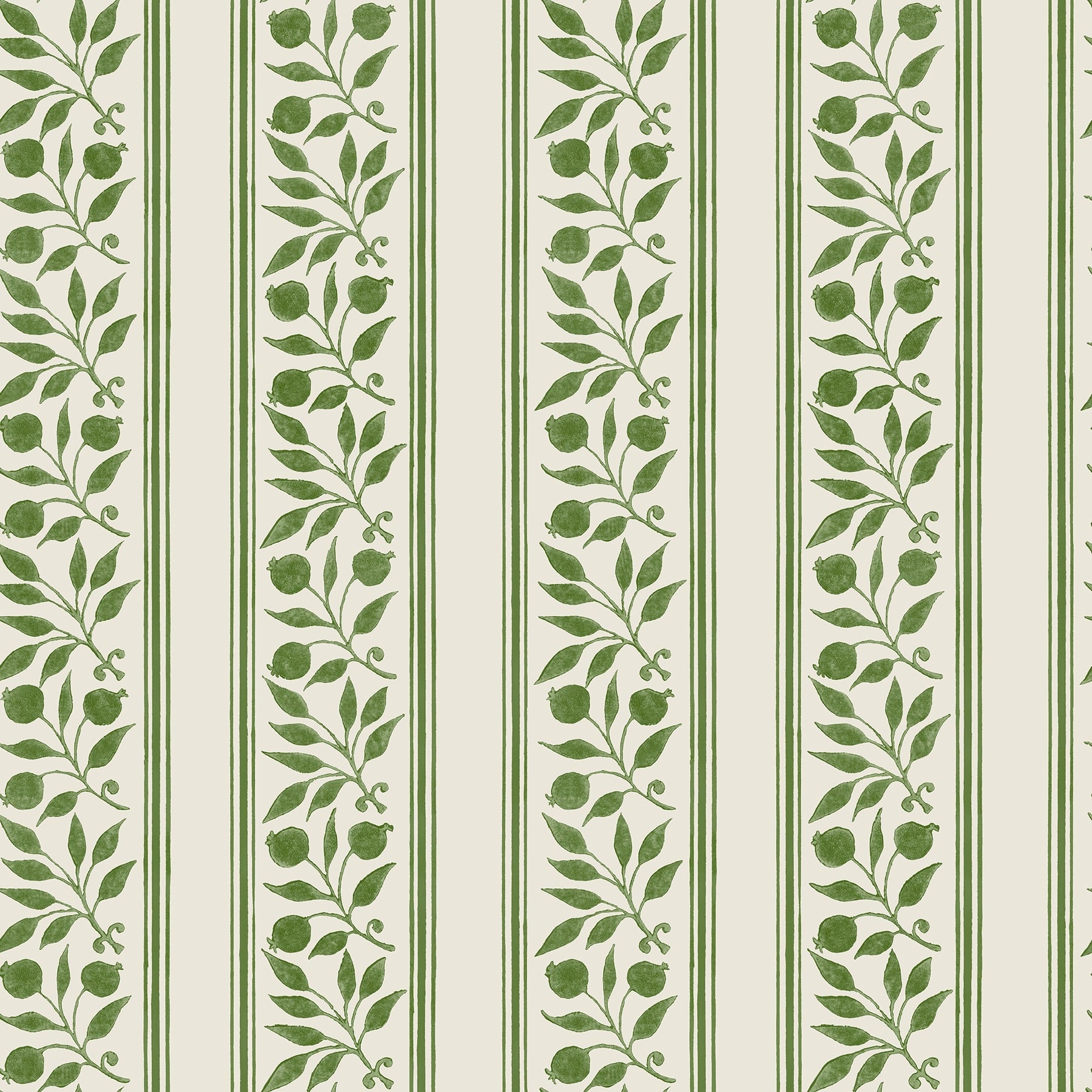 Rosehip Stripe Boughs Green Peel And Stick Wallpaper