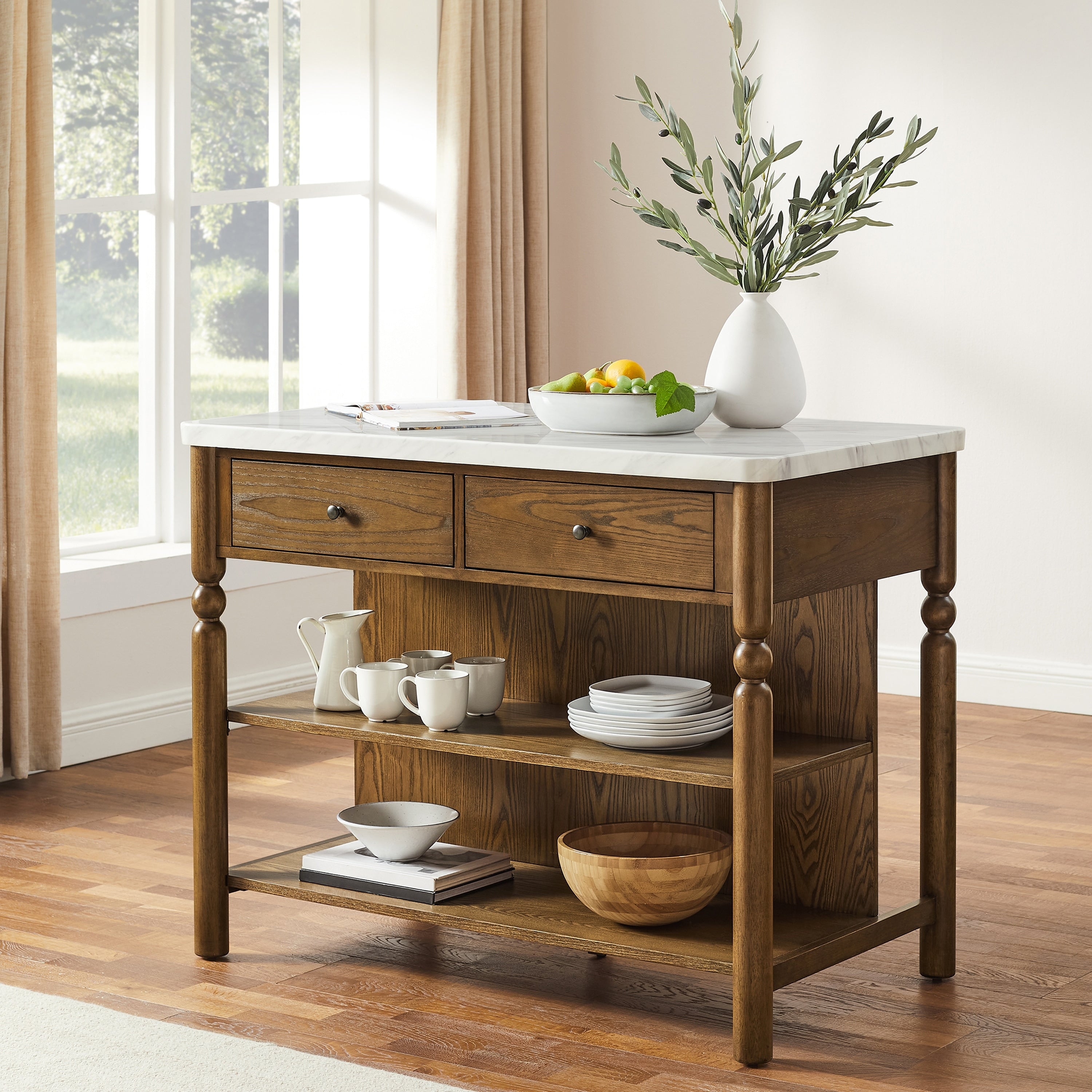 Crosley Roselyn Faux Marble Top Sit At Kitchen Island