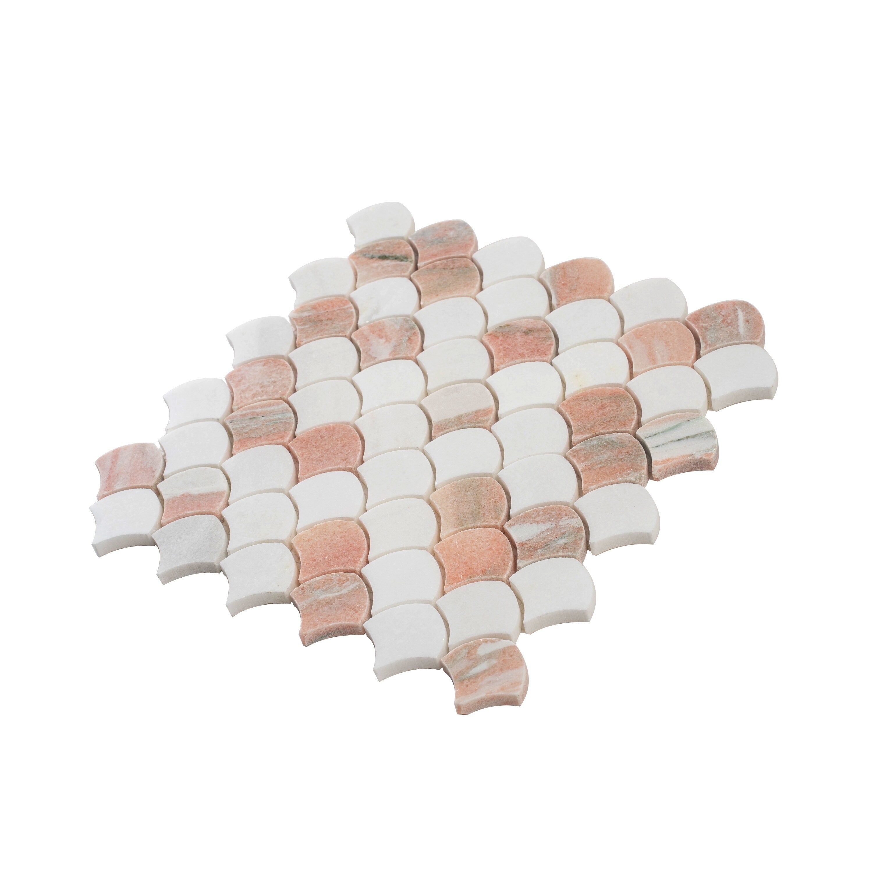 Rosendal 11X11 In. Polished Thassos Norway Rose Fish Shaped Mosaic Wall And Floor Tile 4.2 Sq Ft Case 5 Pack