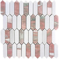 Rosendal 12X12 In. Polished Thassos Norway Rose Picket Mosaic Wall And Floor Tile 5.3 Sq Ft Case 5 Pack