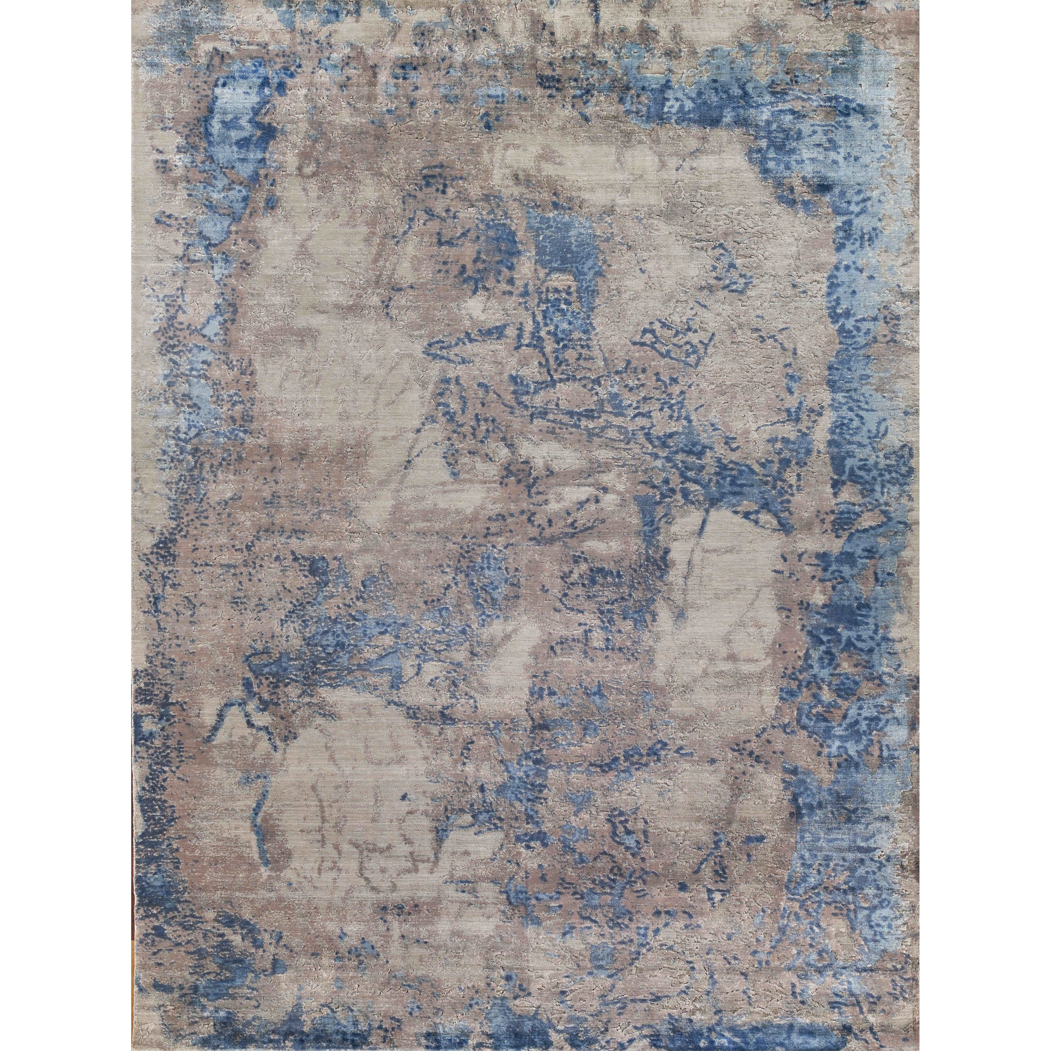 Roset Handloomed Bamboo Silk Silver Blue Area Rug