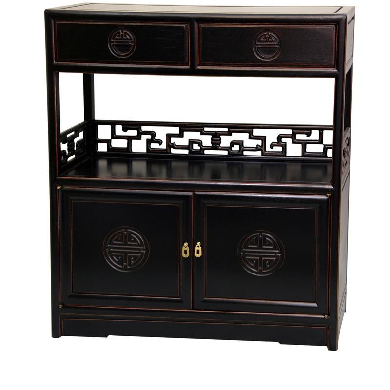 Handmade Rosewood Antique Black Long Life Display Cabinet China