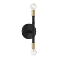 Rossi 2 Light Wall Sconce In Matte Black With Warm Brass Accents