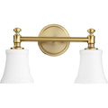 Rossington Aged Brass And Satin Opal 2 Light Vanity Lighting