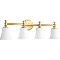 Rossington Aged Brass And Satin Opal 4 Light Vanity Lighting