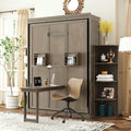 Rotating Queen Murphy Bed With Convertible Desk Shelves Multifunctional Hidden Wall Bed System For Small Spaces