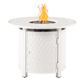 Aluminum Outdoor 34 In. Round Propane Fire Table With Fire Beads Lid And Fabric Cover In Antique Copper Finish