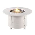 Aluminum Outdoor 44 In. Round Propane Fire Table With Wind Blockers Fire Beads Lid And Fabric Cover In Antique Copper Finish