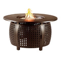 Aluminum Outdoor 44 In. Round Propane Fire Table With Wind Blockers Fire Beads Lid And Fabric Cover In Antique Copper Finish