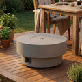 Round 50 000 Btu Propane Gas Fire Pit Table With Rain Cover Blue Glass Beads