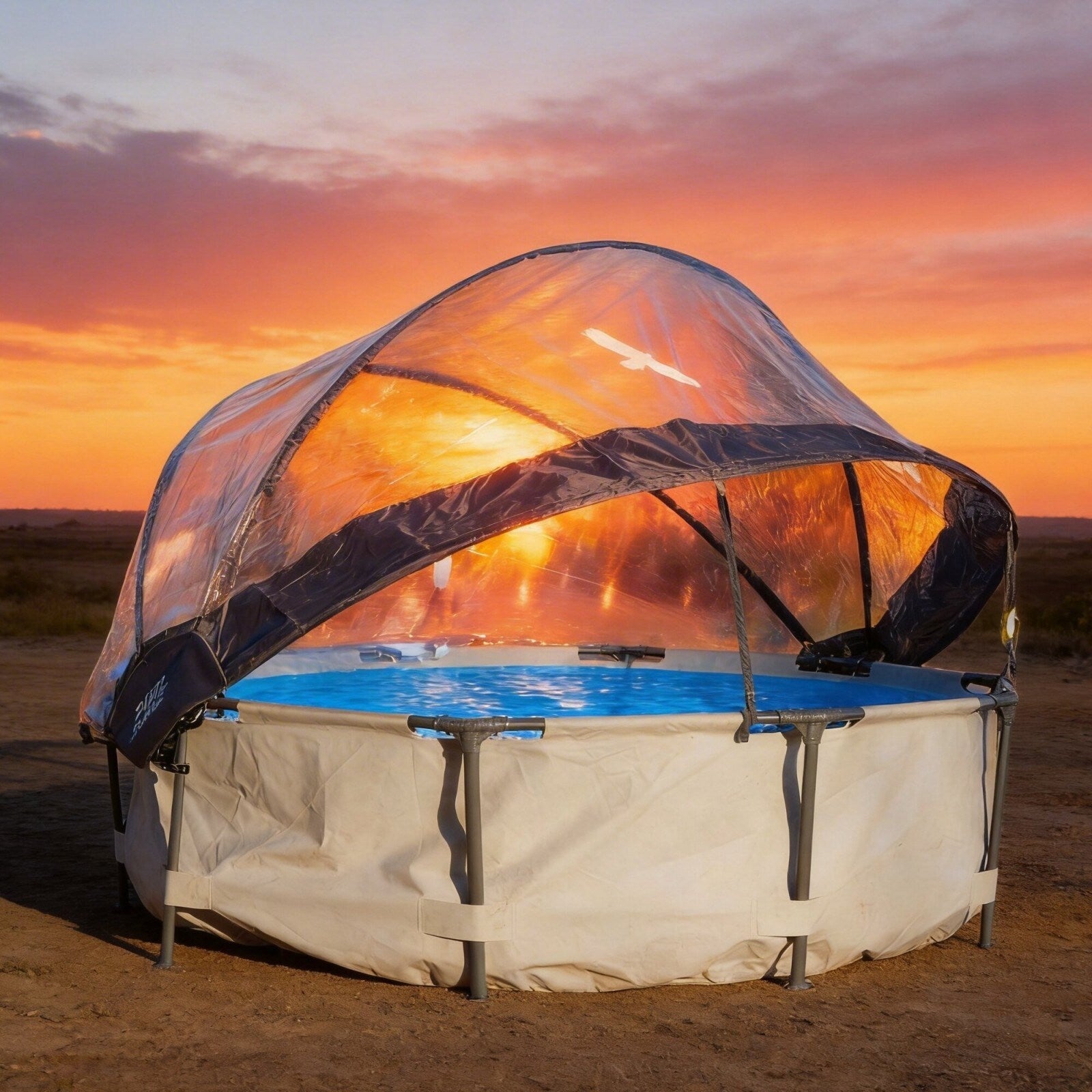 Round All Weather Pool Dome Enclosure For Outdoor Above Ground Frame Pools Compatible With Clean Warm Water Pools