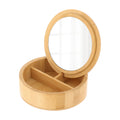 Round Bamboo Box With Mirror Lid Natural 5.25 L X 5.25 W X 1.5 H