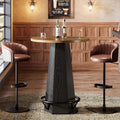 Round Bar Pub Table High Top 39.4 H Bistro Cocktail Table With Metal Footrest Industrial Home Bar Unit