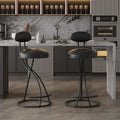 Round Bar Stool Armless Velvet Barstools With Back Set Of 2 Upholstered Counter Chair For Dining Room Kitchen Island