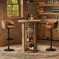 Rustic Round Bar Table 35.4 High Top Pub Table With 3 Tier Shelf