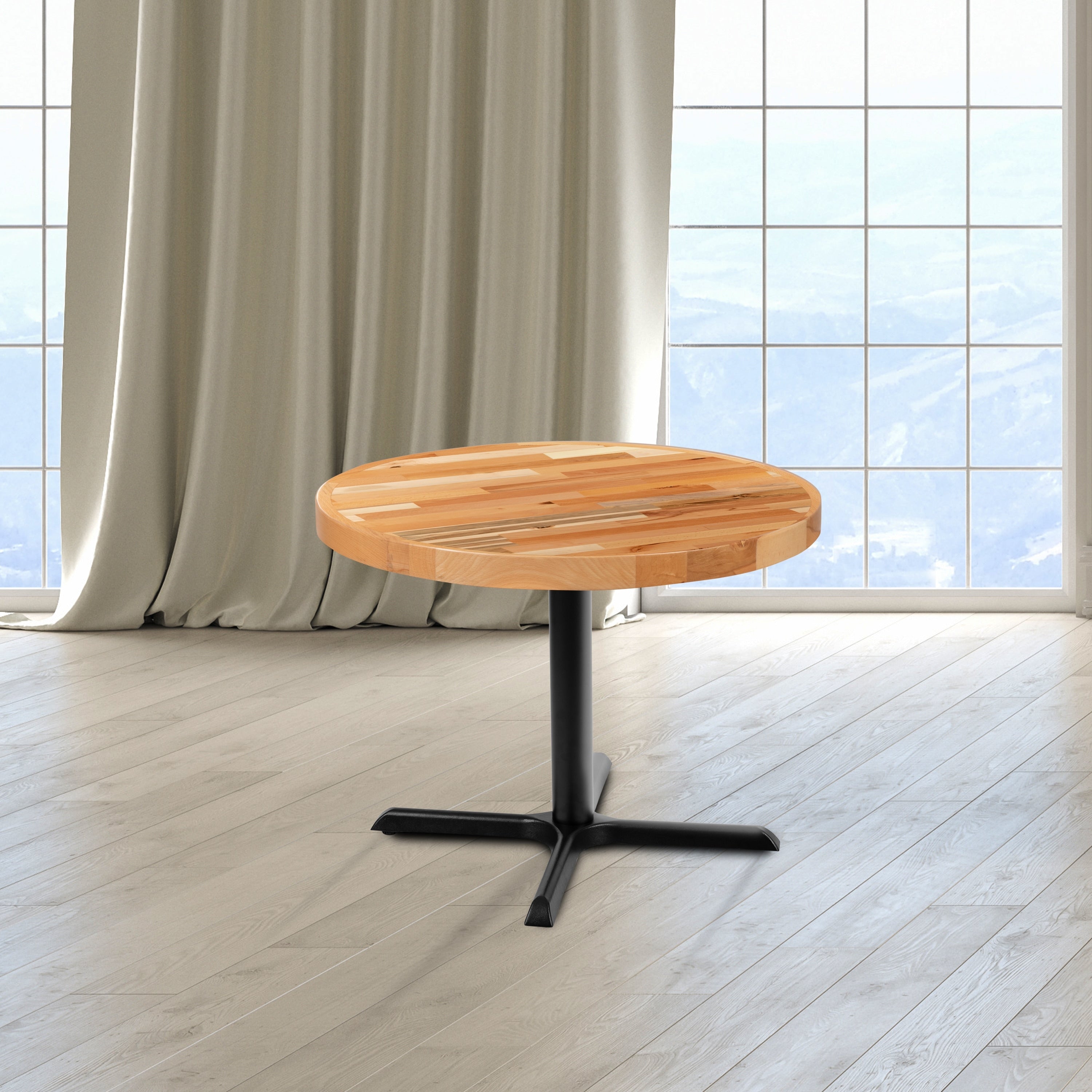 Round Butcher Block Style Table Top Restaurant Table Top