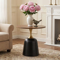 Round Coffee Table Accent Table With Metal Base Walnut End Table Simple Side Table Sofa Table Tea Table